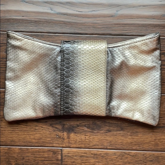 Express ombré clutch reptile scales gold silver - Picture 2 of 5